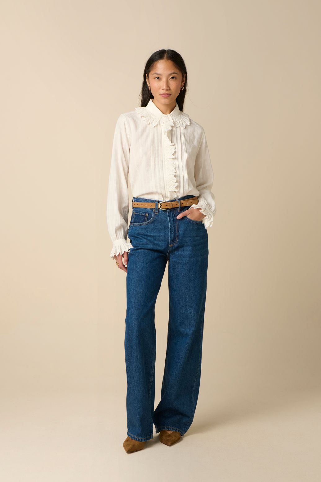 Blouse avec volants - blanc