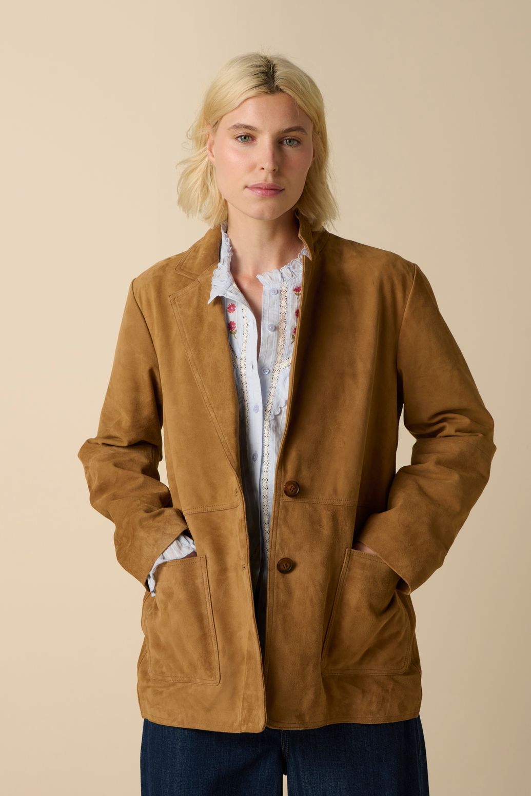 Lichtbruine suède blazer