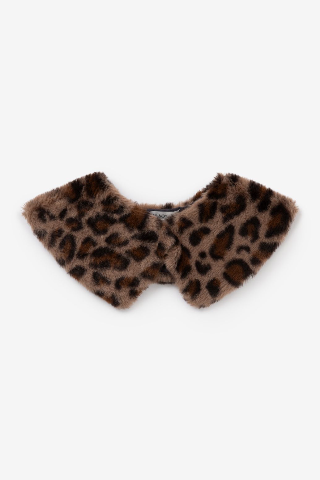 Bruin faux fur kraagje met leopard print