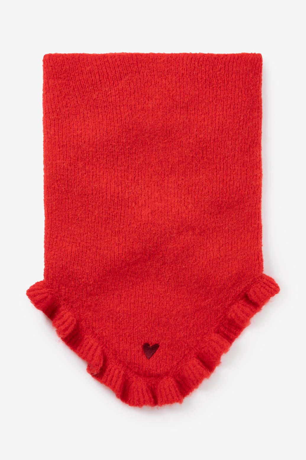 Wollschal mit Rüschen - rot