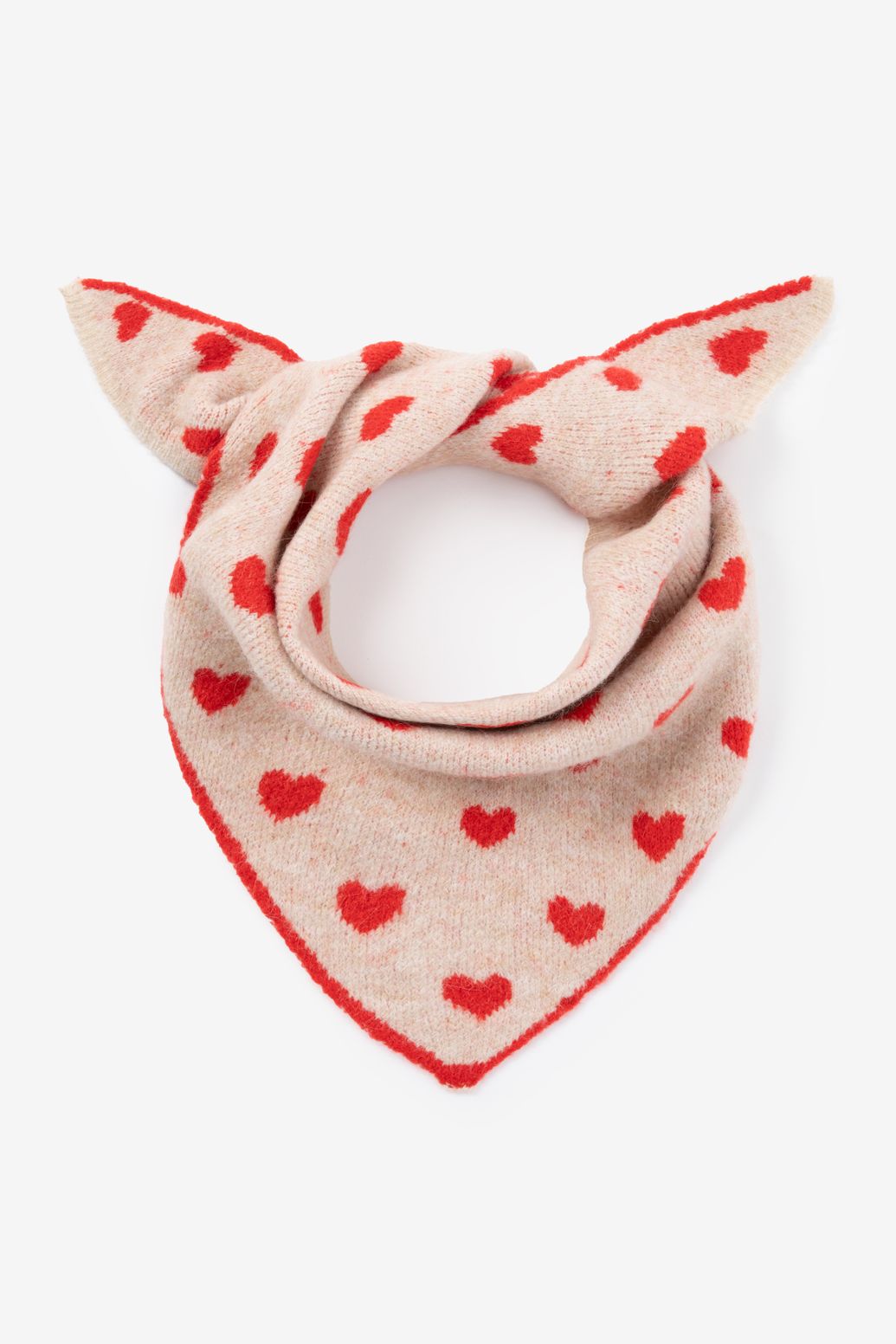 Foulard en laine avec cœurs - beige