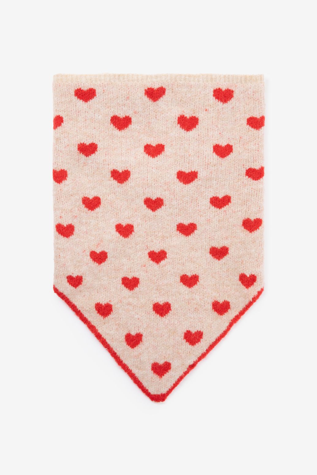 Foulard en laine avec cœurs - beige