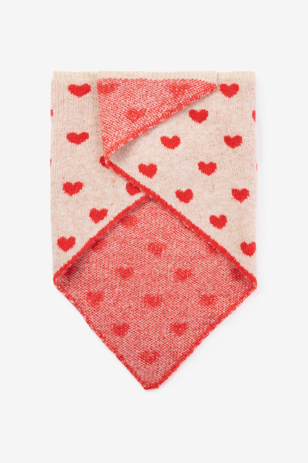 Foulard en laine avec cœurs - beige