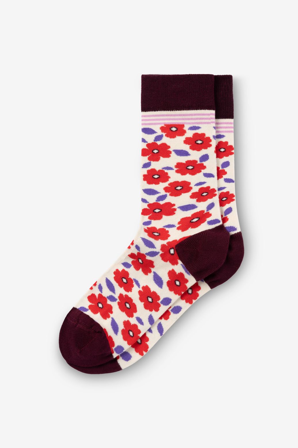 Chaussettes ajourées avec imprimé - blanc cassé