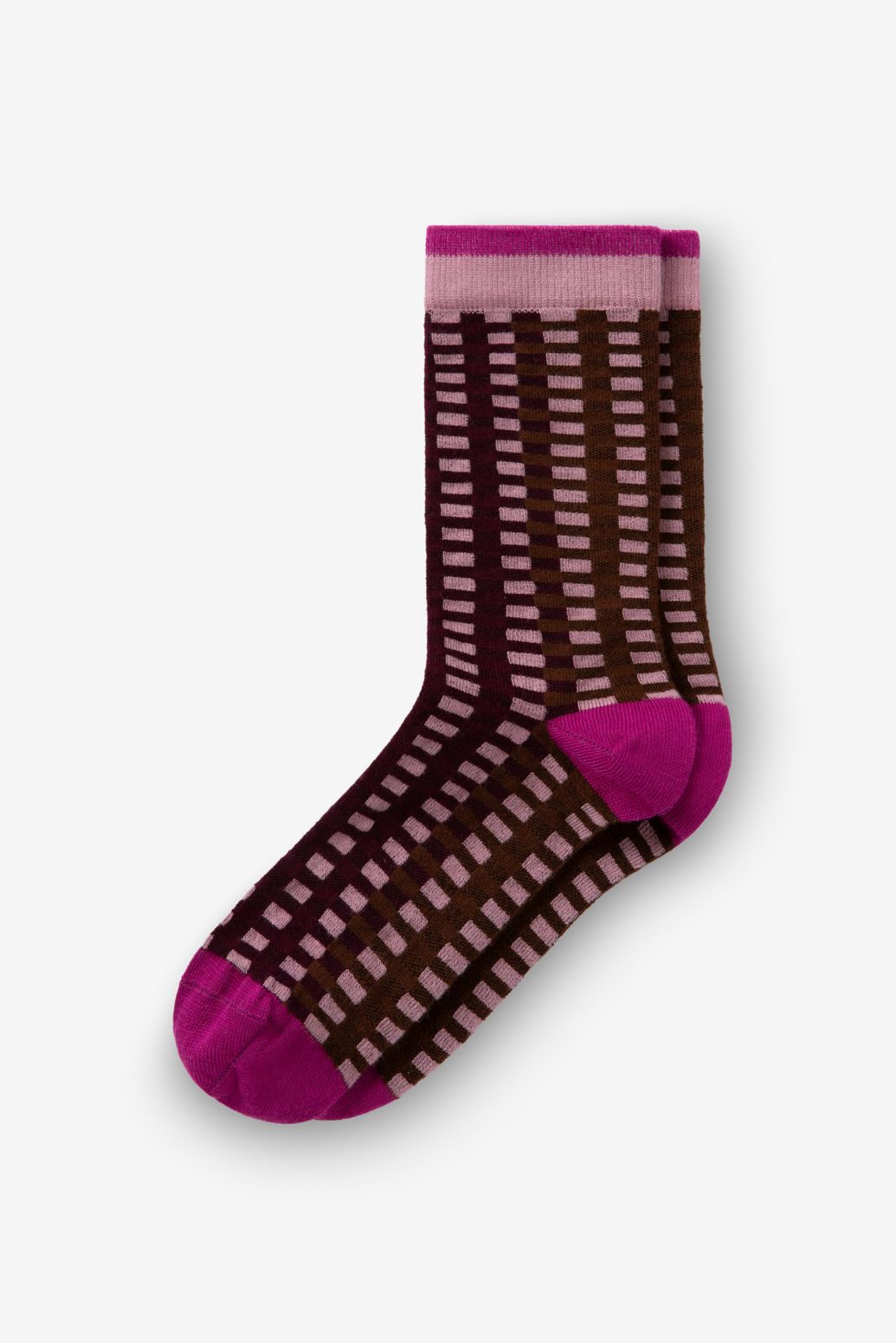 Donkerroze sokken met ruitjes print