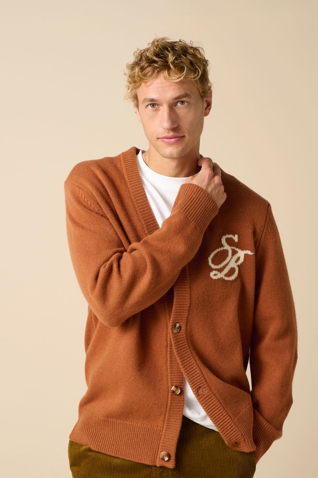 Bruine wollen vest met artwork