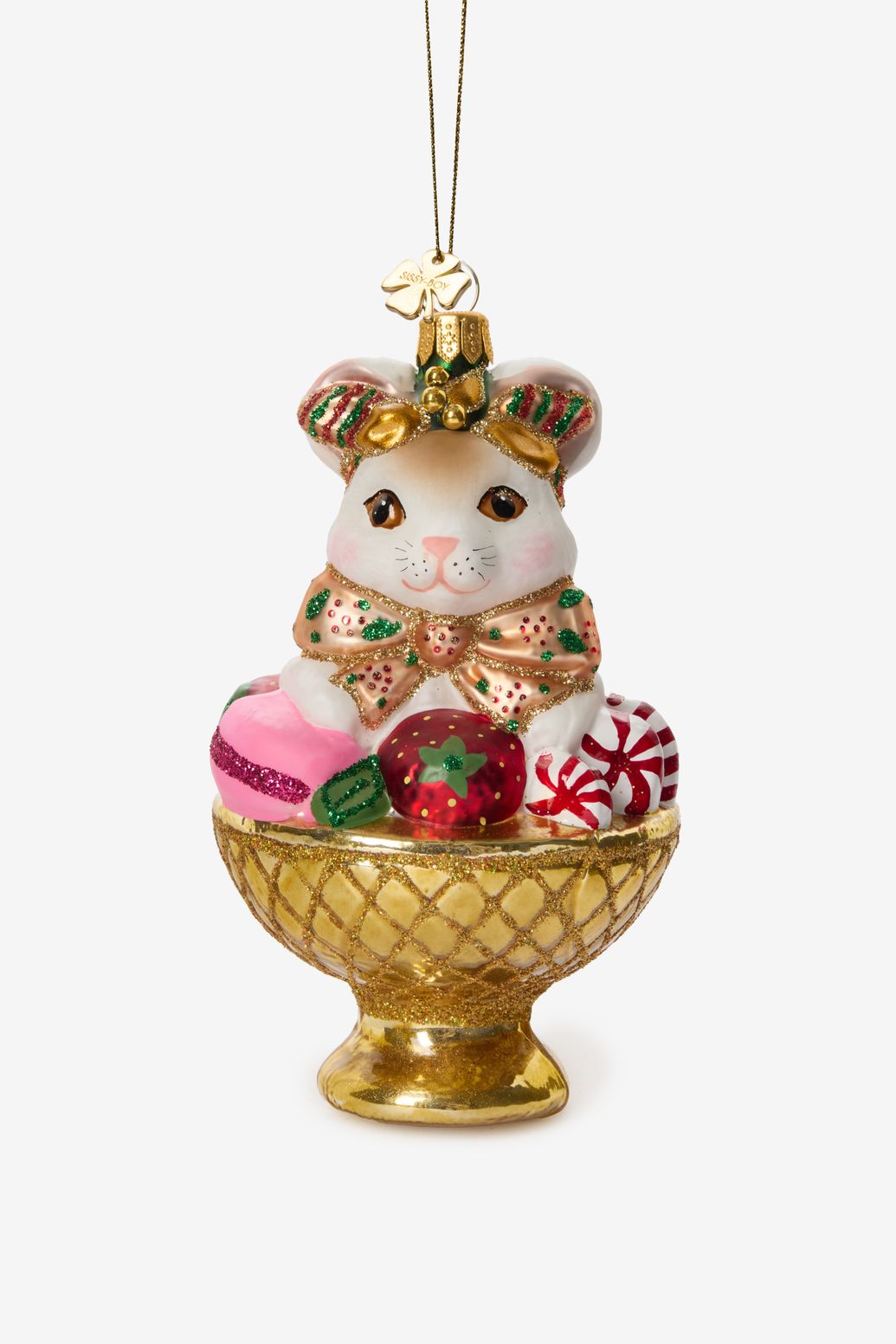 Kerst ornament muis in mandje