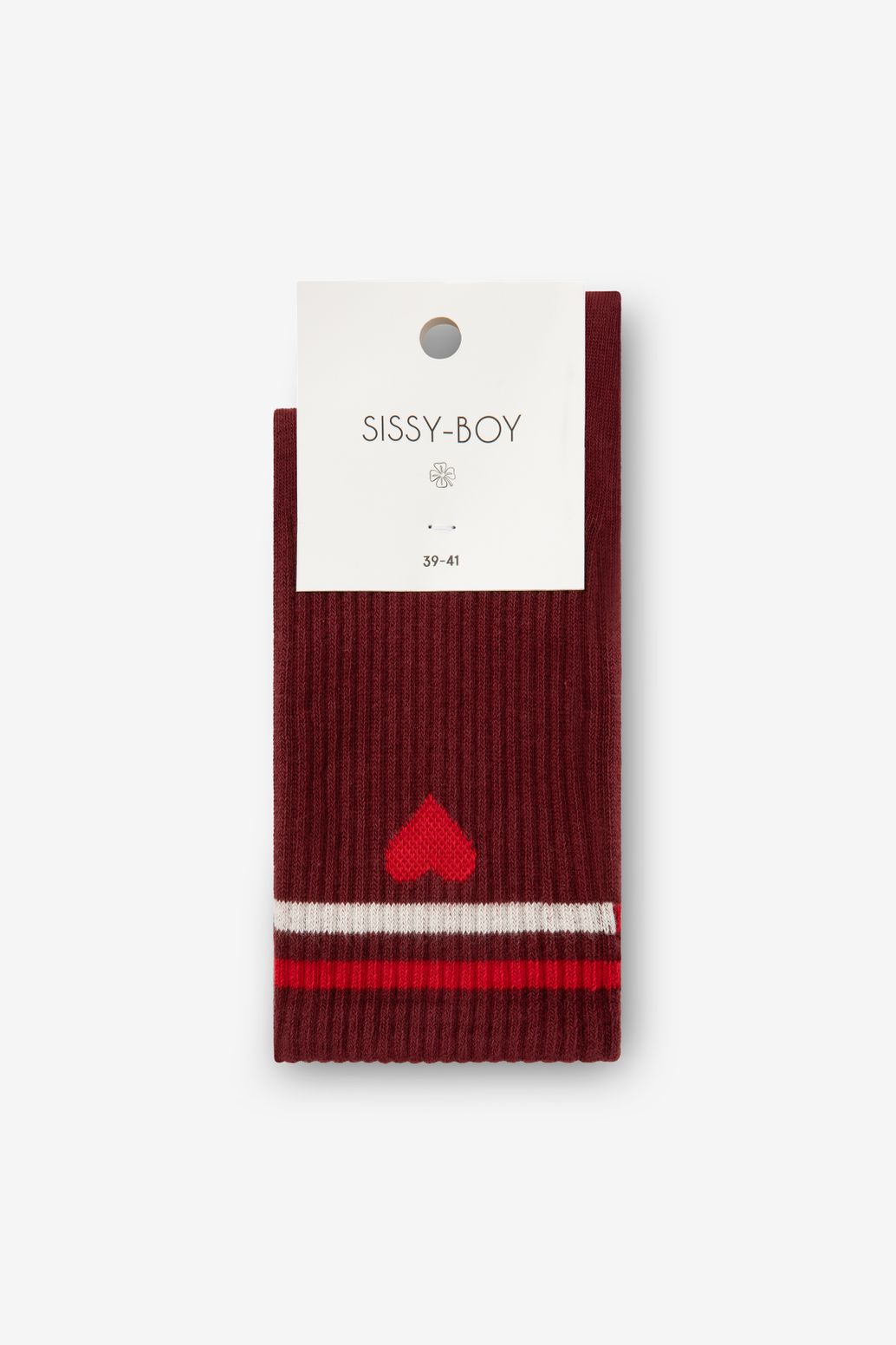 Socken mit Herz - dunkelrot