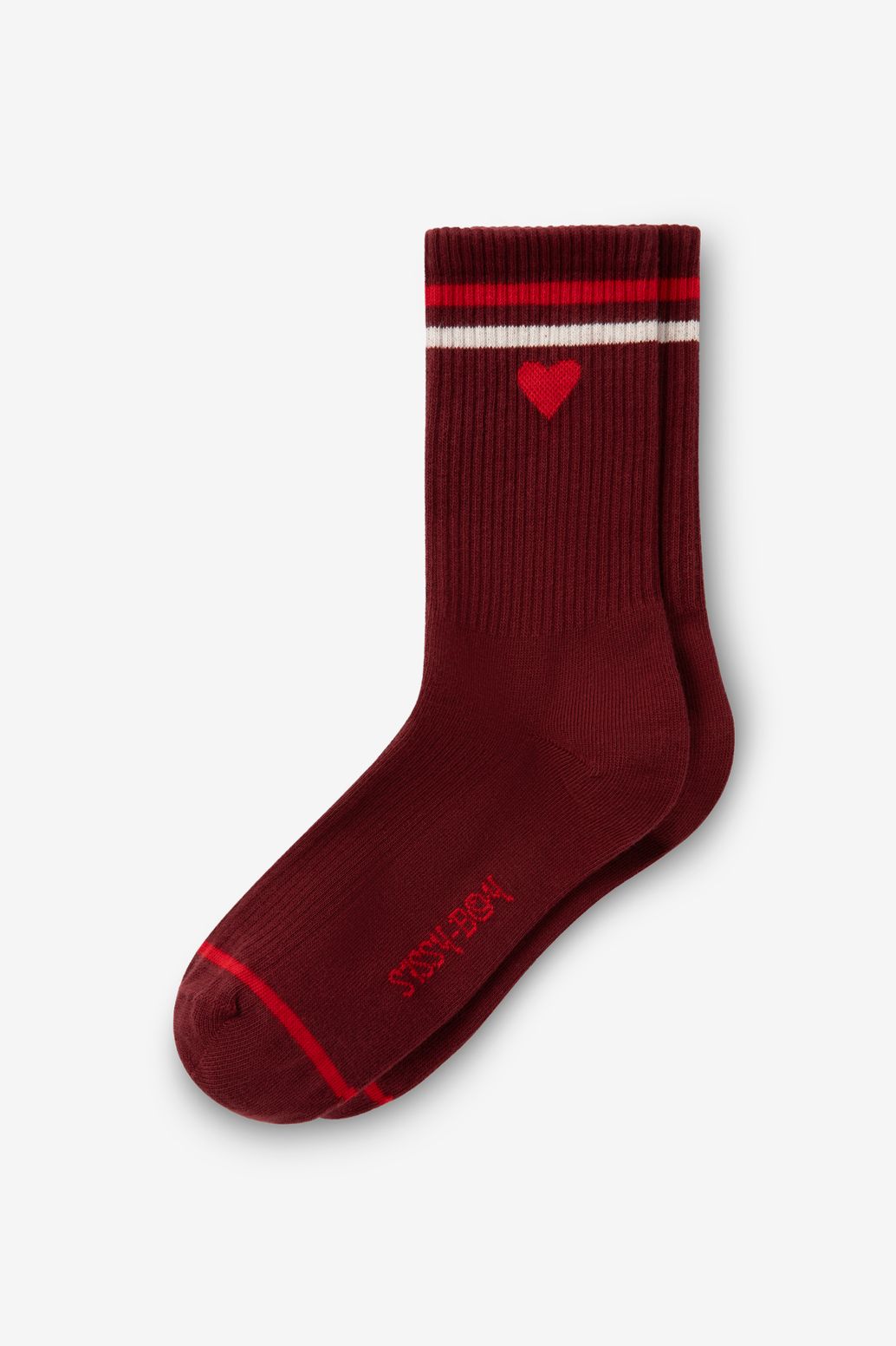 Socken mit Herz - dunkelrot