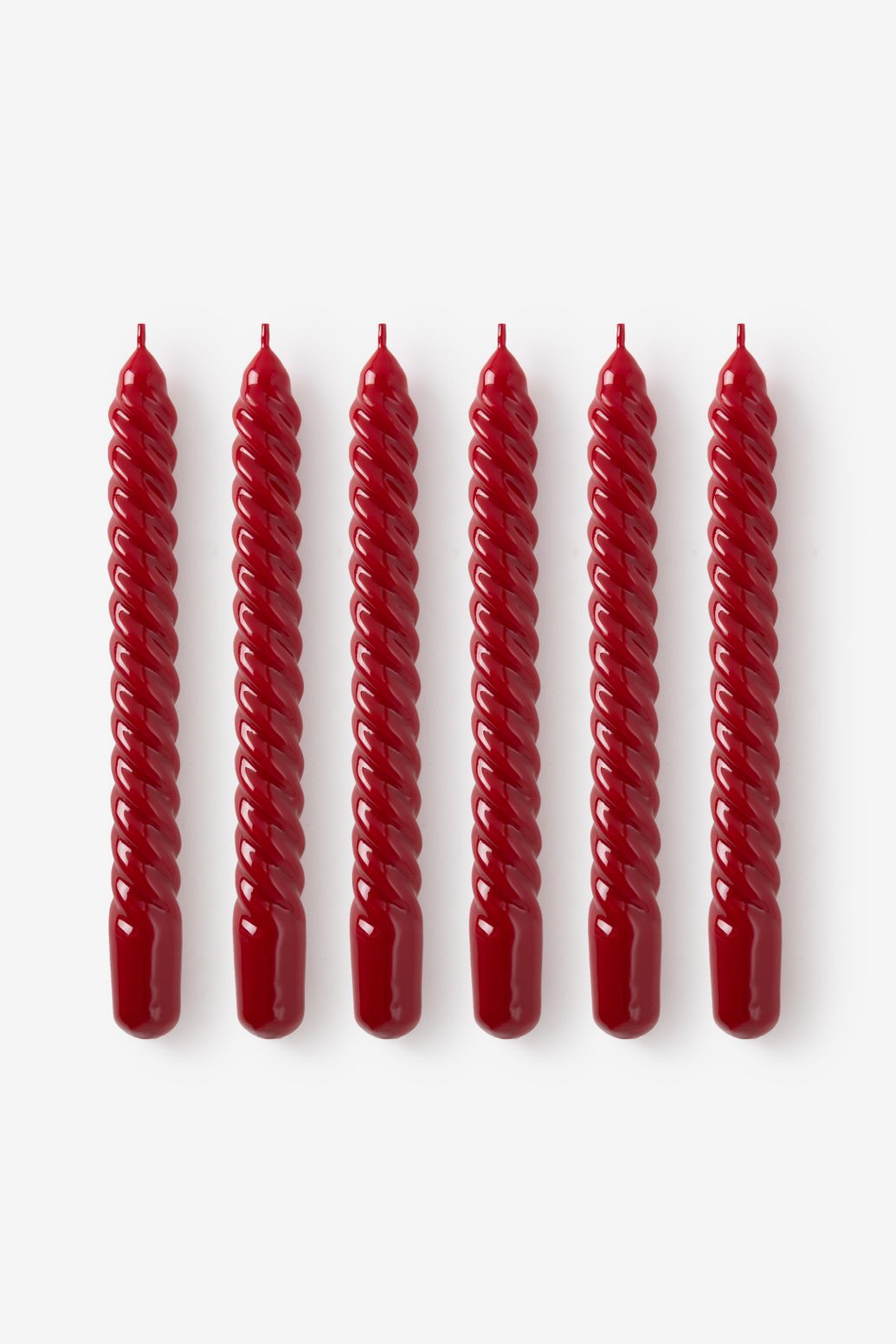 Bougies torsadées 21 cm - rouge