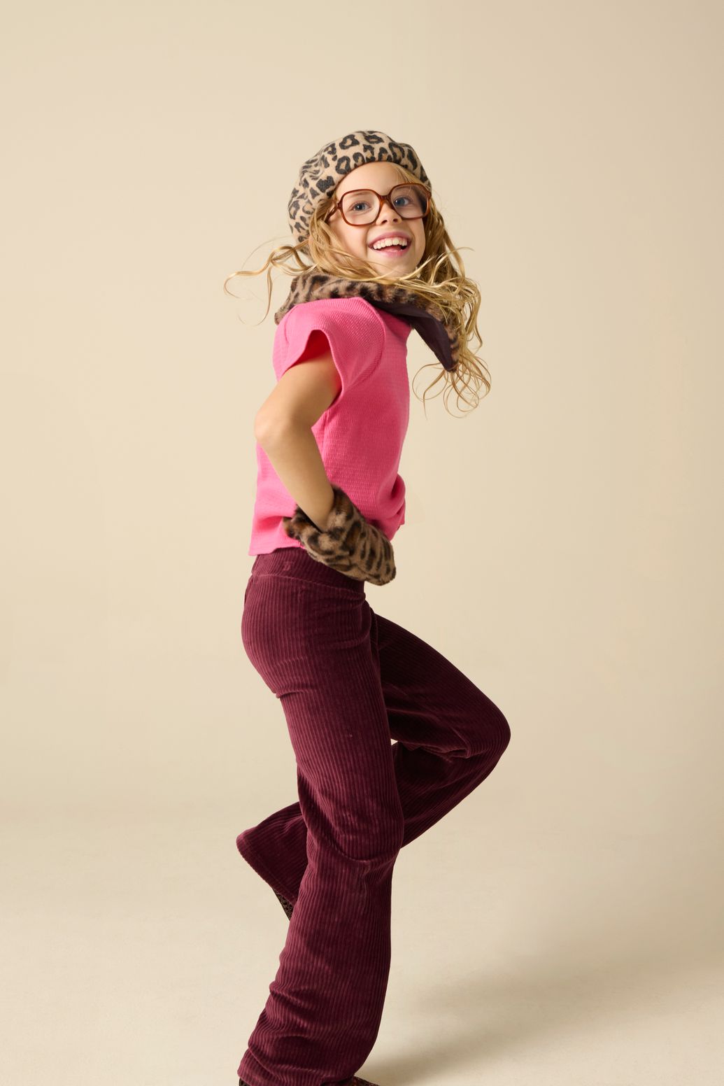 Legging jambes larges en velours - rouge foncé
