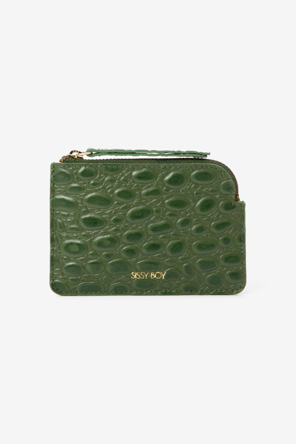 Donkergroene crocoprint portemonnee