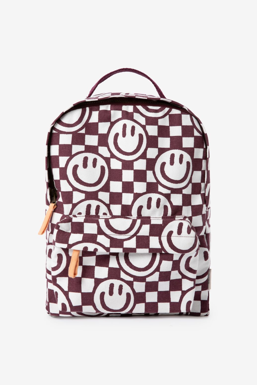 Donkerrode rugzak met smileyprint