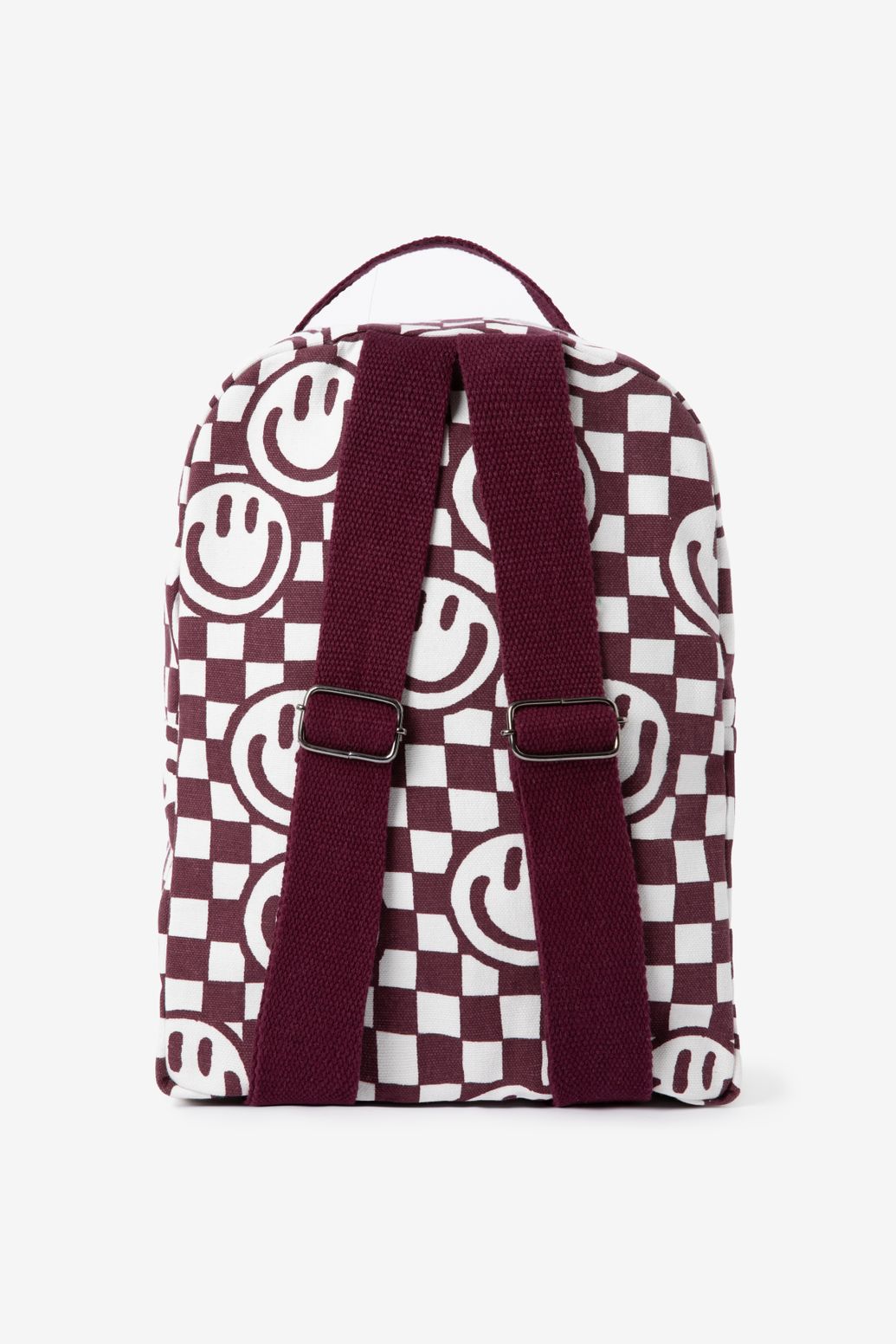 Donkerrode rugzak met smileyprint