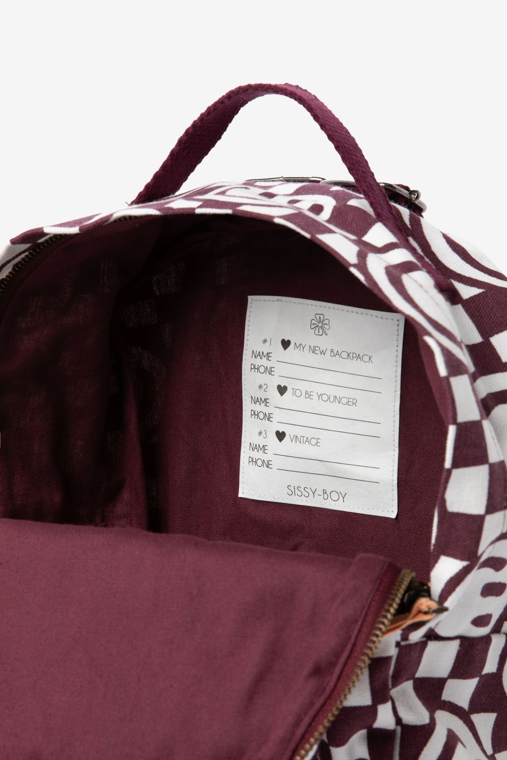 Donkerrode rugzak met smileyprint
