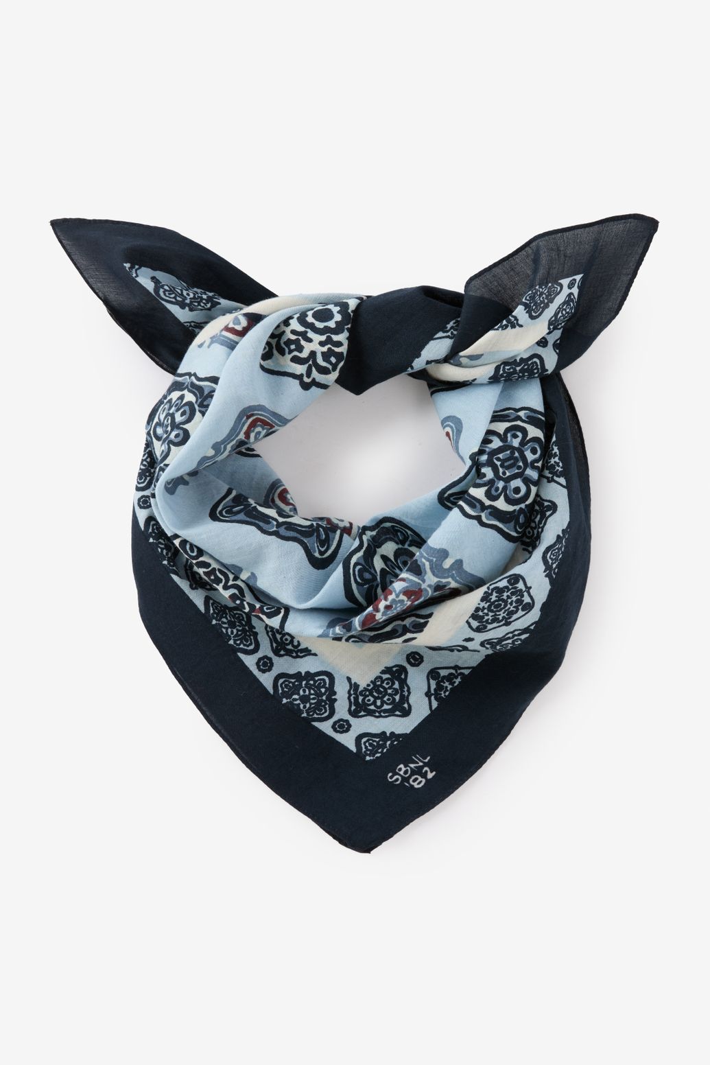 Blauwe sjaal met print