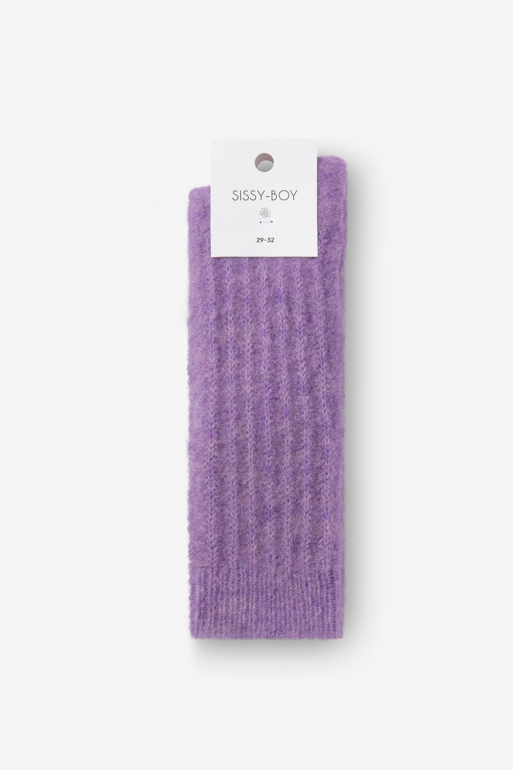 Lange Wollsocken mit Rippmuster - lila