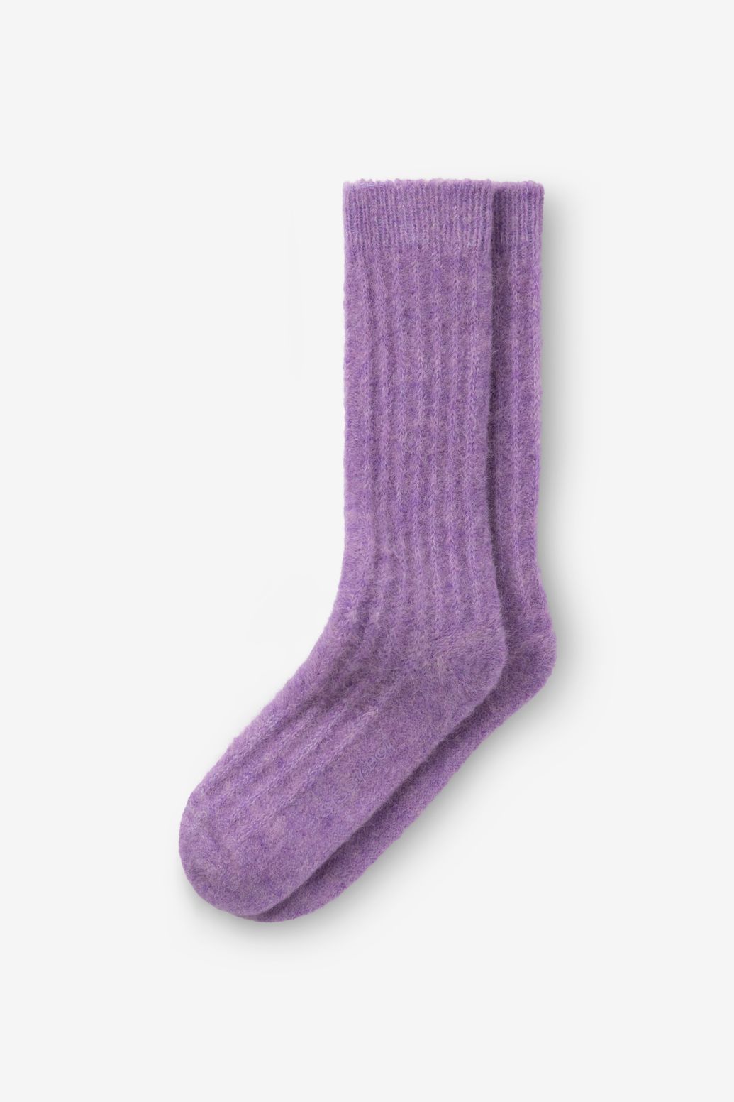 Lange Wollsocken mit Rippmuster - lila