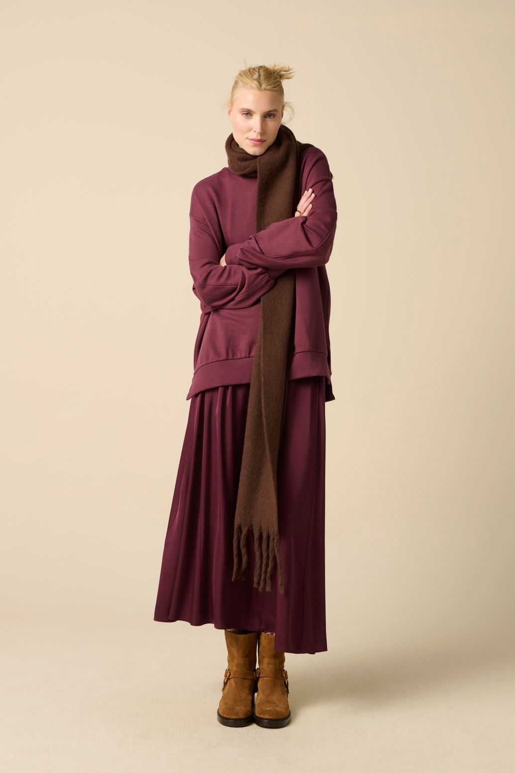 Donkerrode oversized sweater