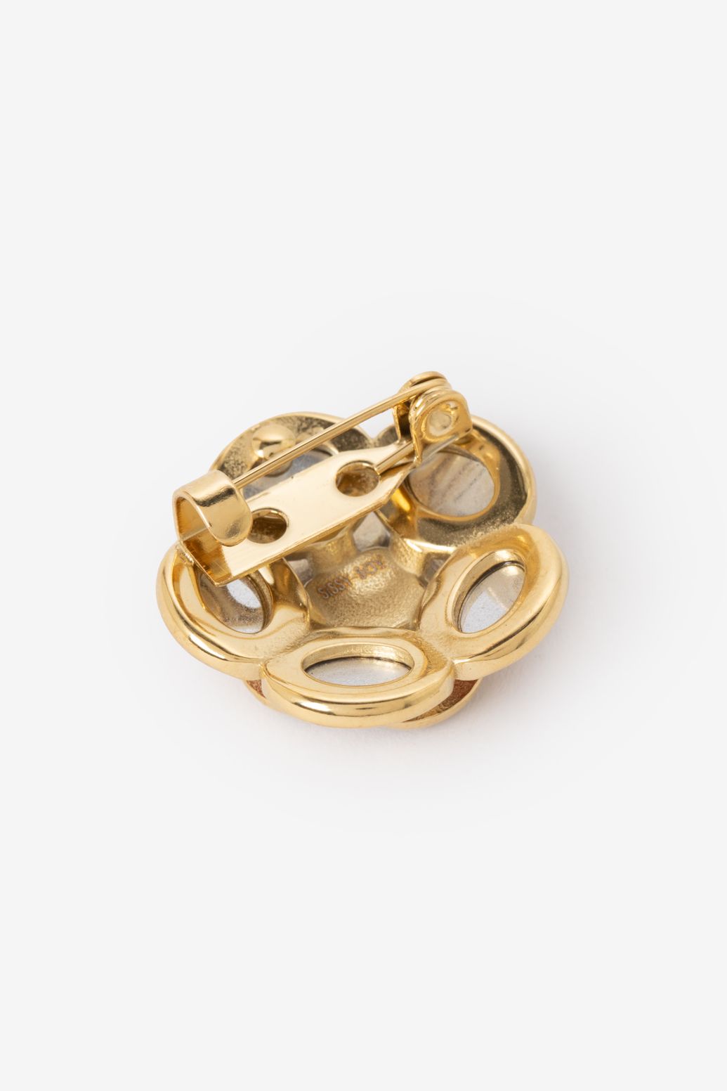 Gouden flower ringstone broche