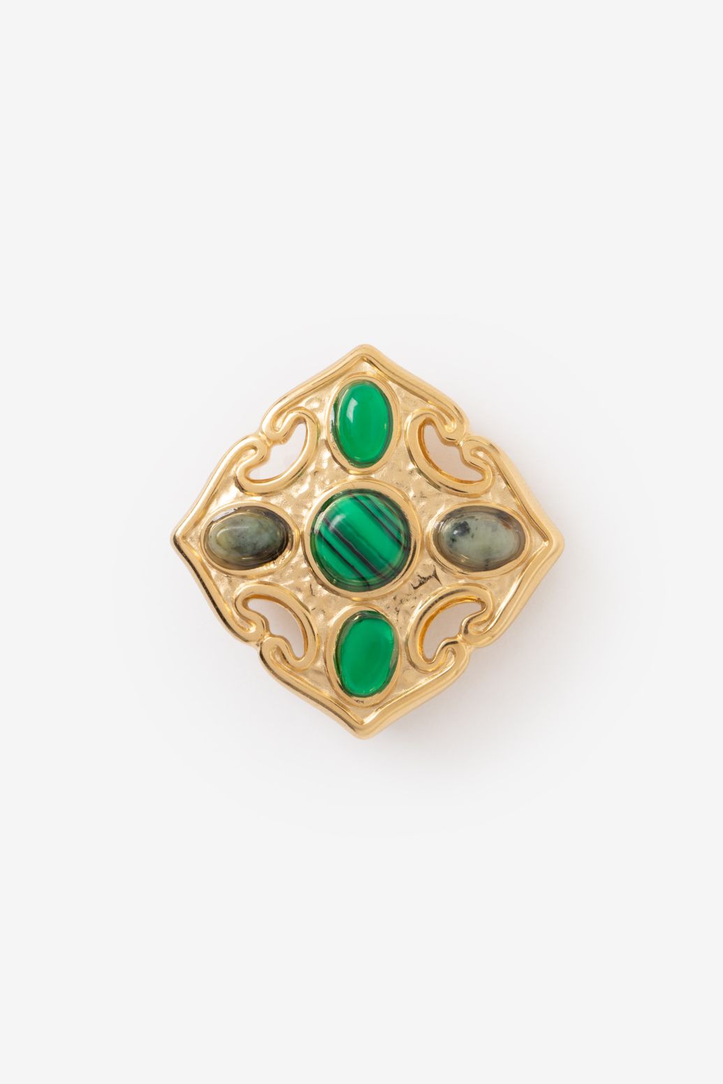 Gouden vintage stenen broche