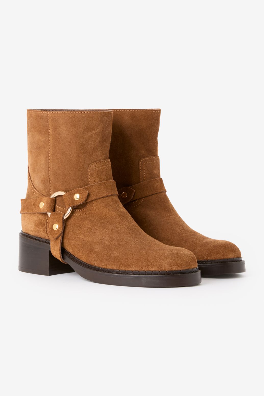 Bottes en daim avec boucle - marron