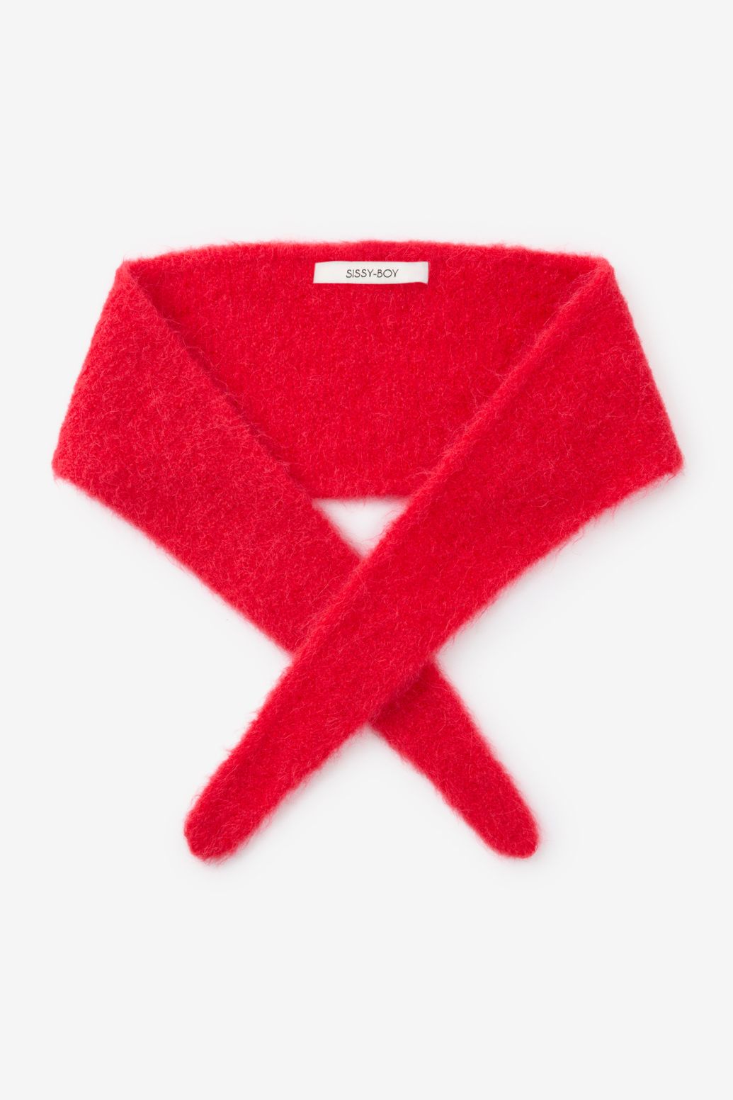 Rood gebreid sjaaltje