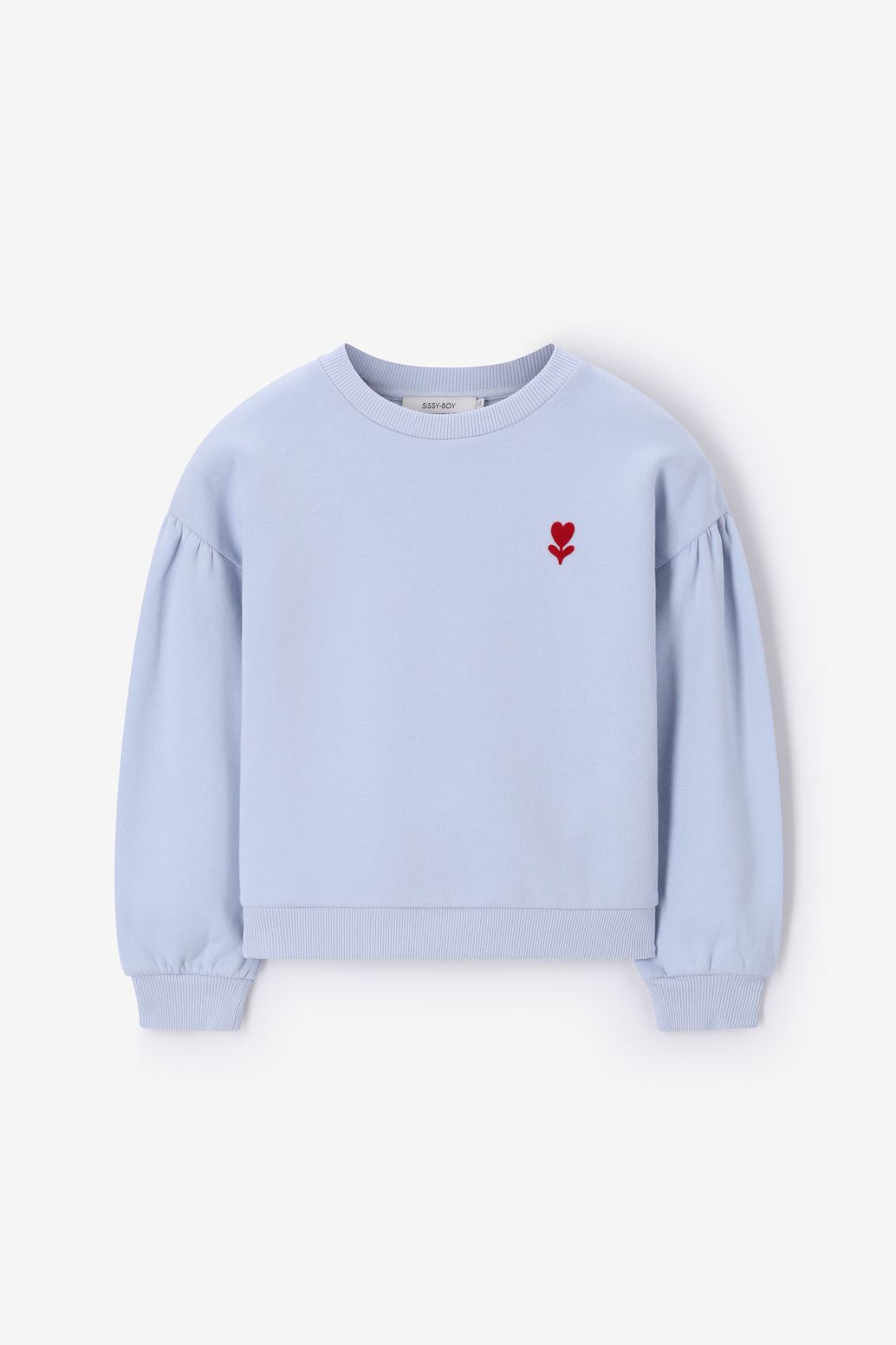 Lichtblauwe oversized sweater met pofmouwen