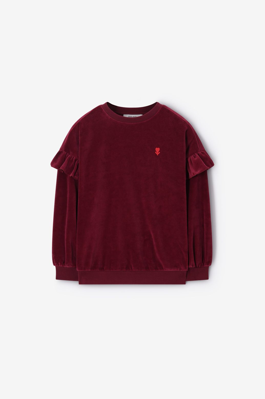 Sweat ample en velours - rouge foncé