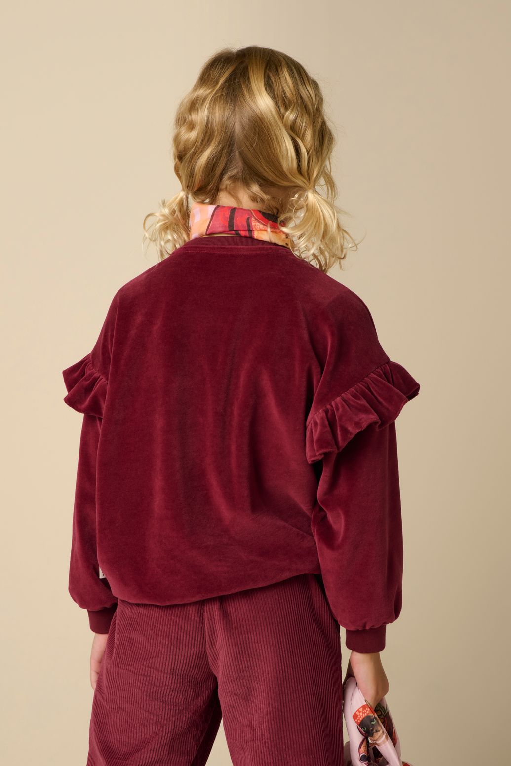 Donkerrode oversized velvet sweater