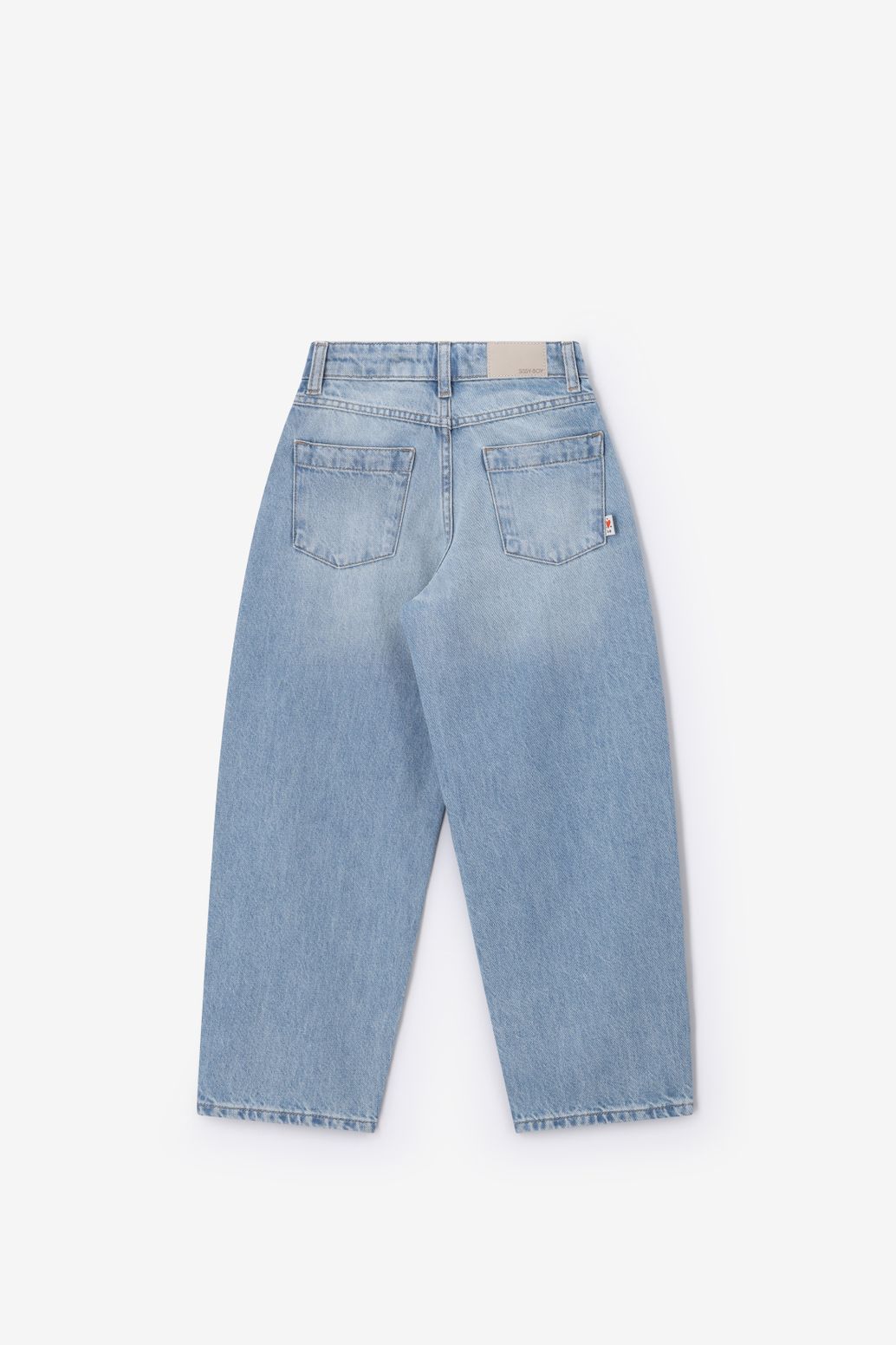 Blauwe barrel jeans met plooi