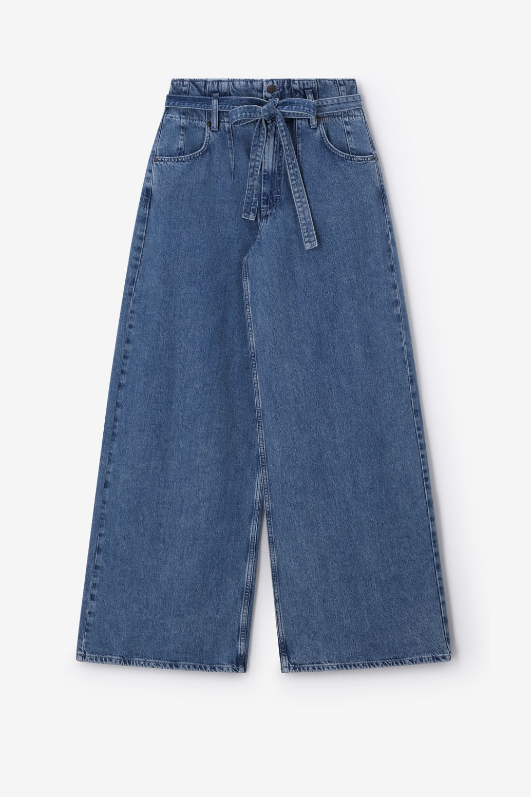 Jean taille haute et jambes larges - bleu