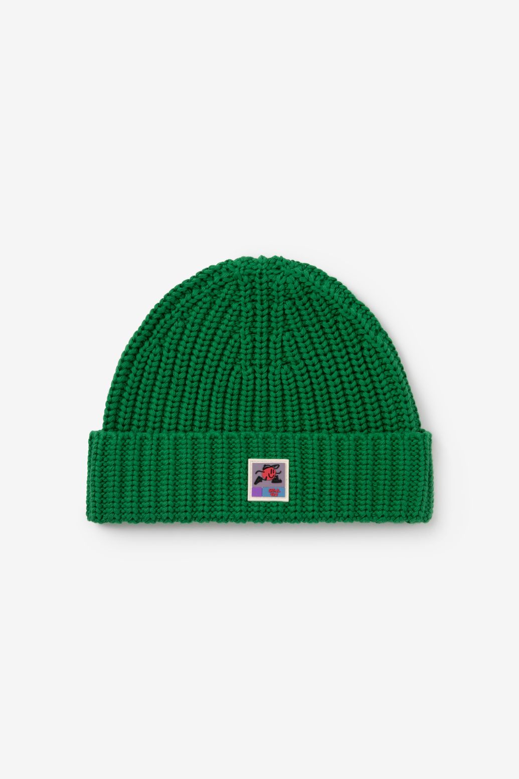 Bonnet tricoté avec écusson - vert