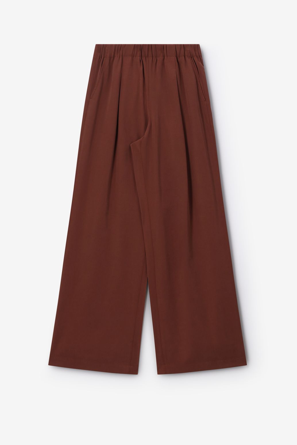 Pantalon taille haute et jambes larges - marron foncé