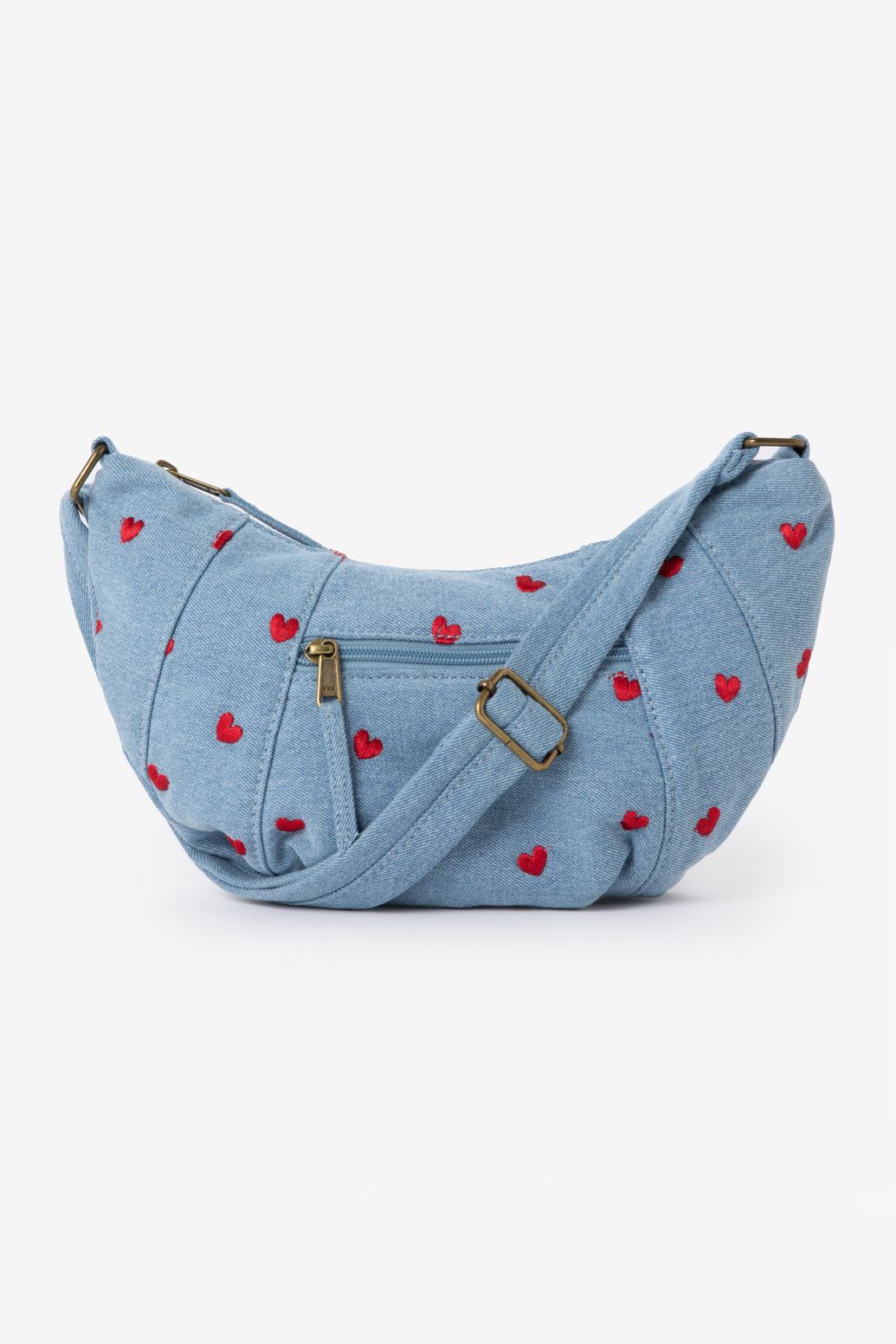 Sac bandoulière en jean avec cœurs - bleu
