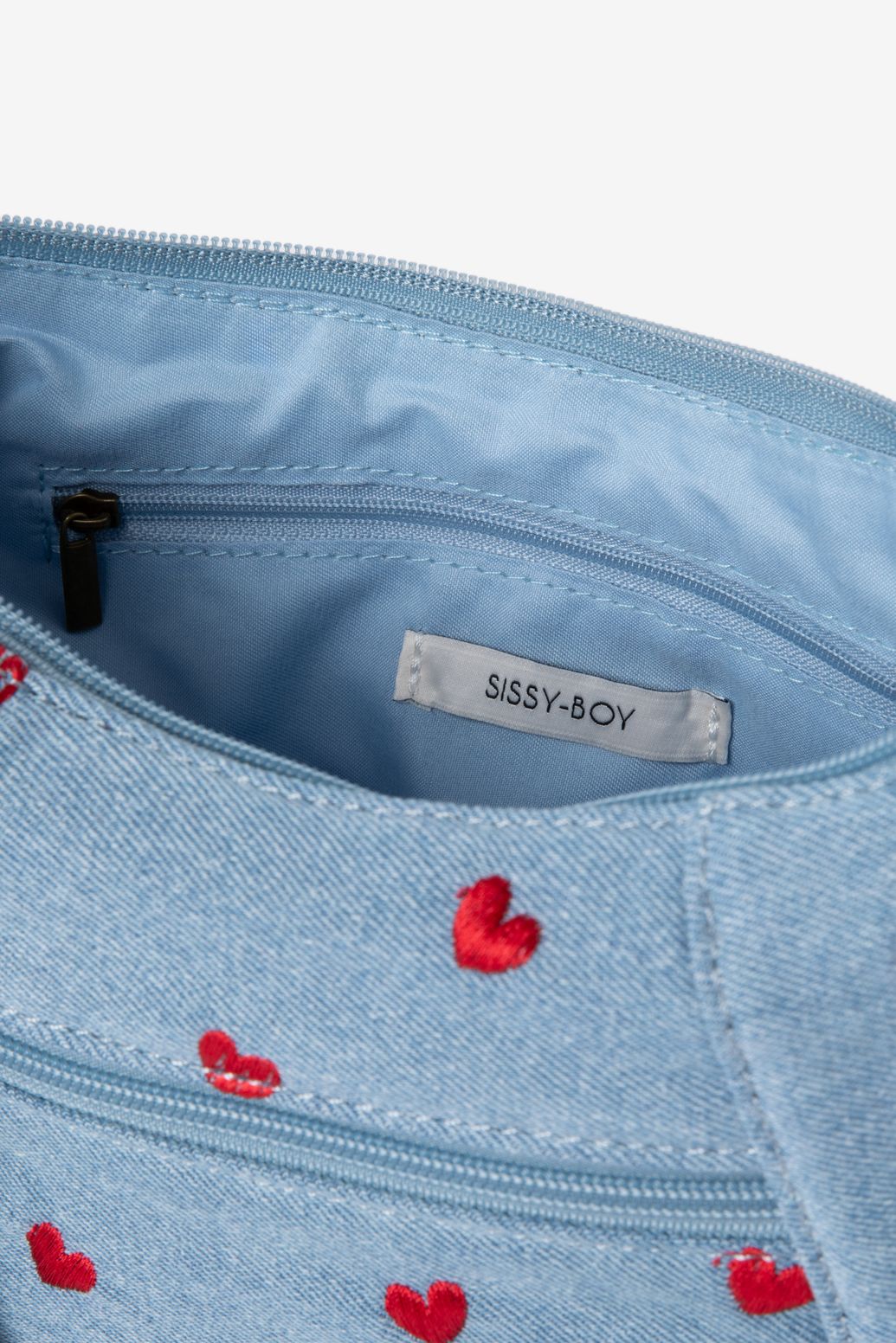 Sac bandoulière en jean avec cœurs - bleu