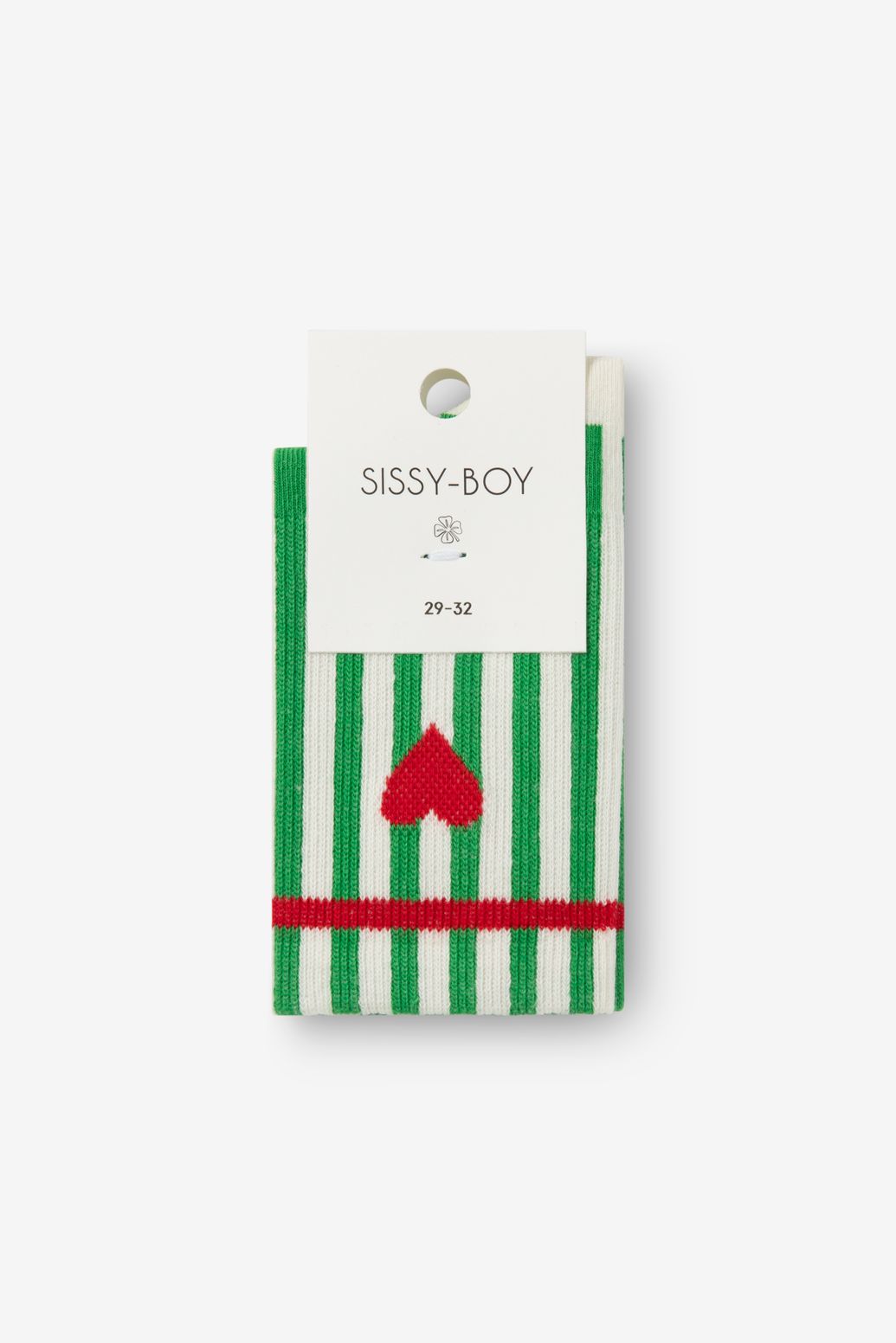 Chaussettes rayées avec cœur - vert