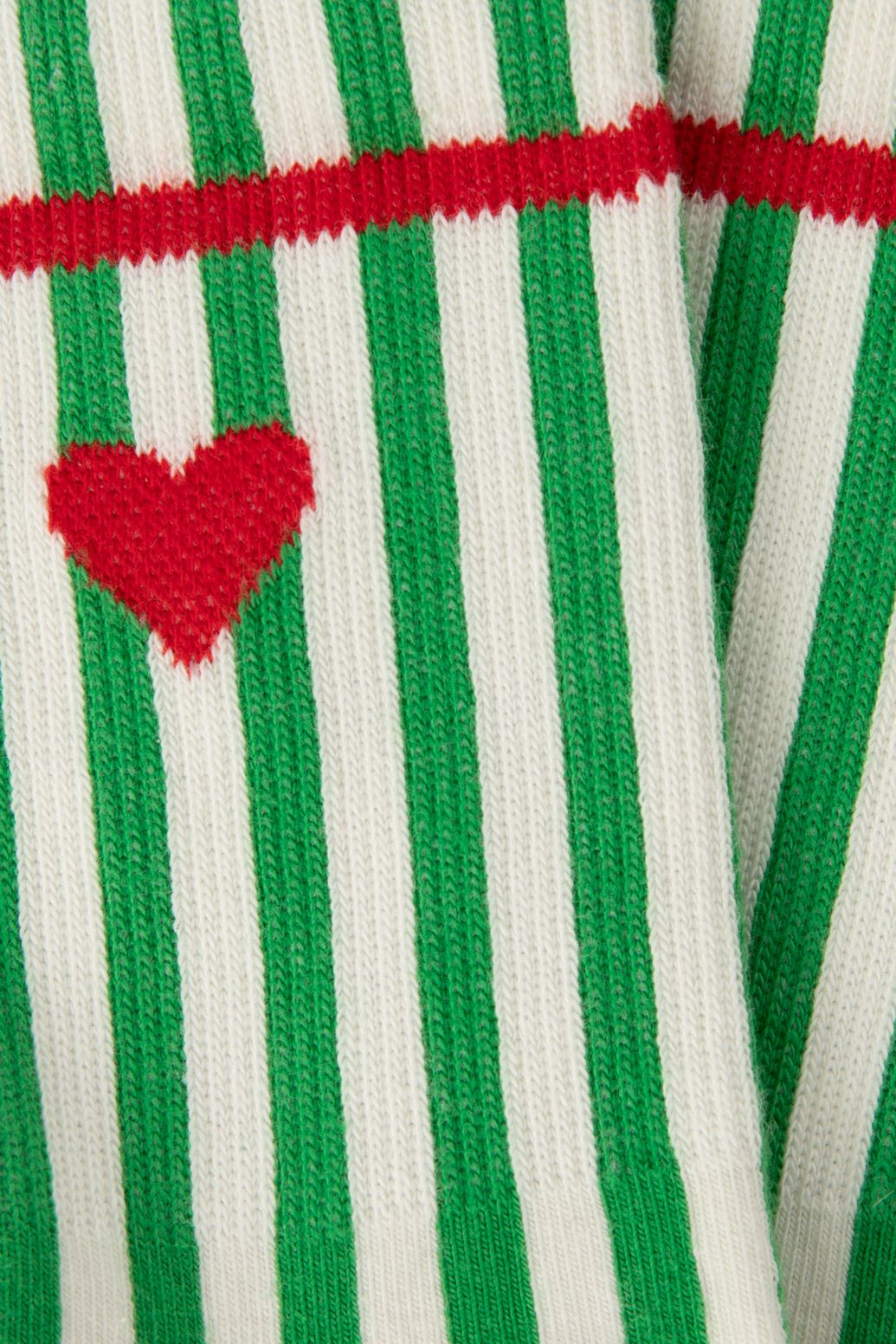 Chaussettes rayées avec cœur - vert