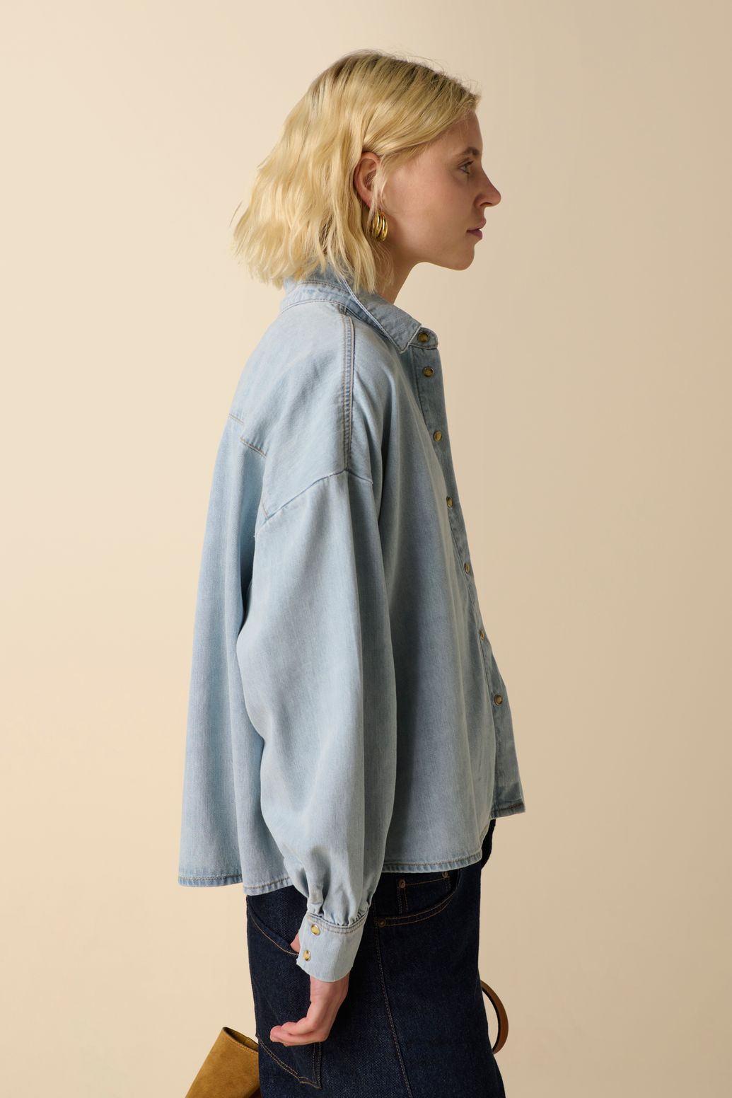 Blauwe denim blouse