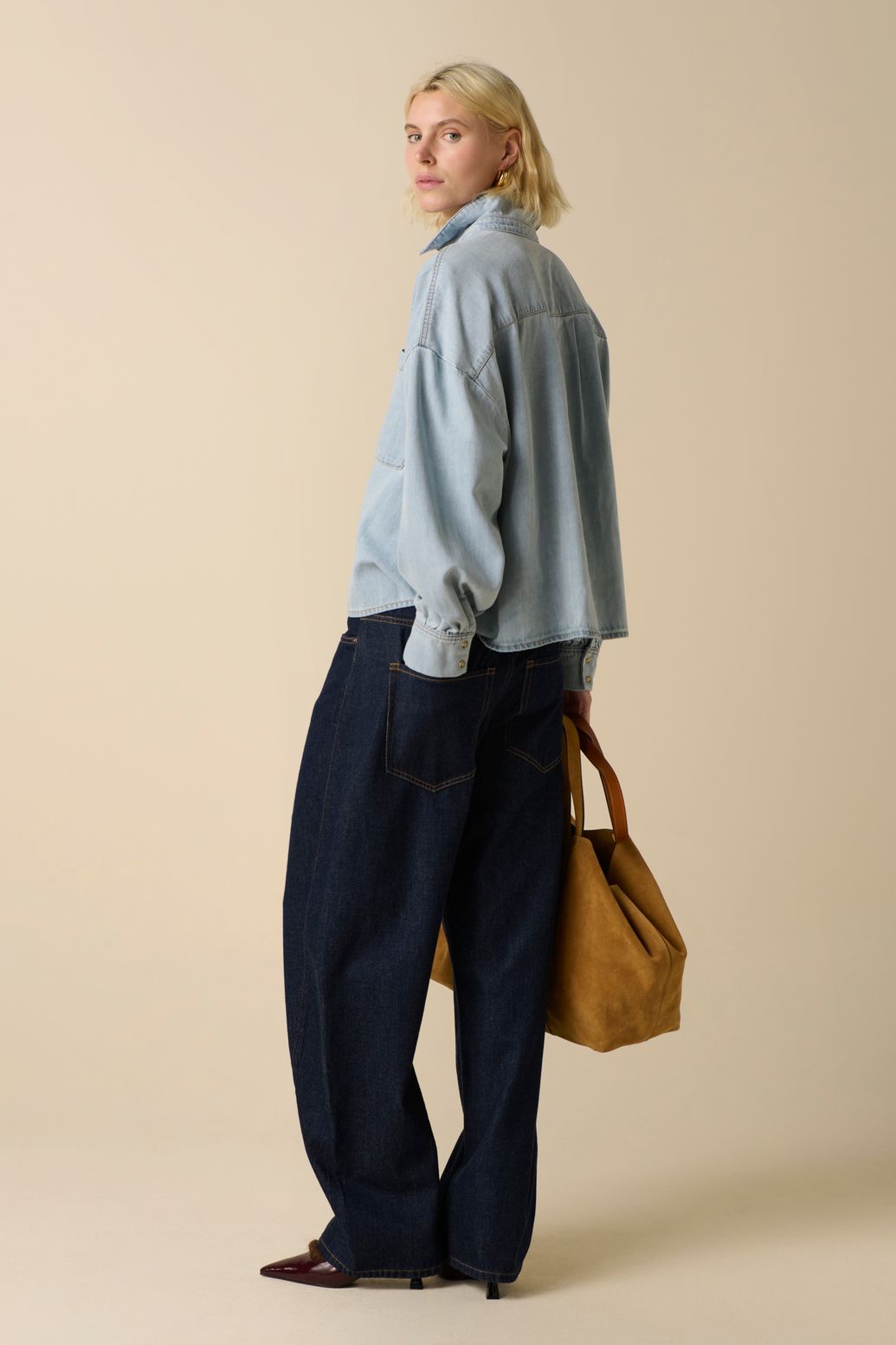 Blauwe denim blouse