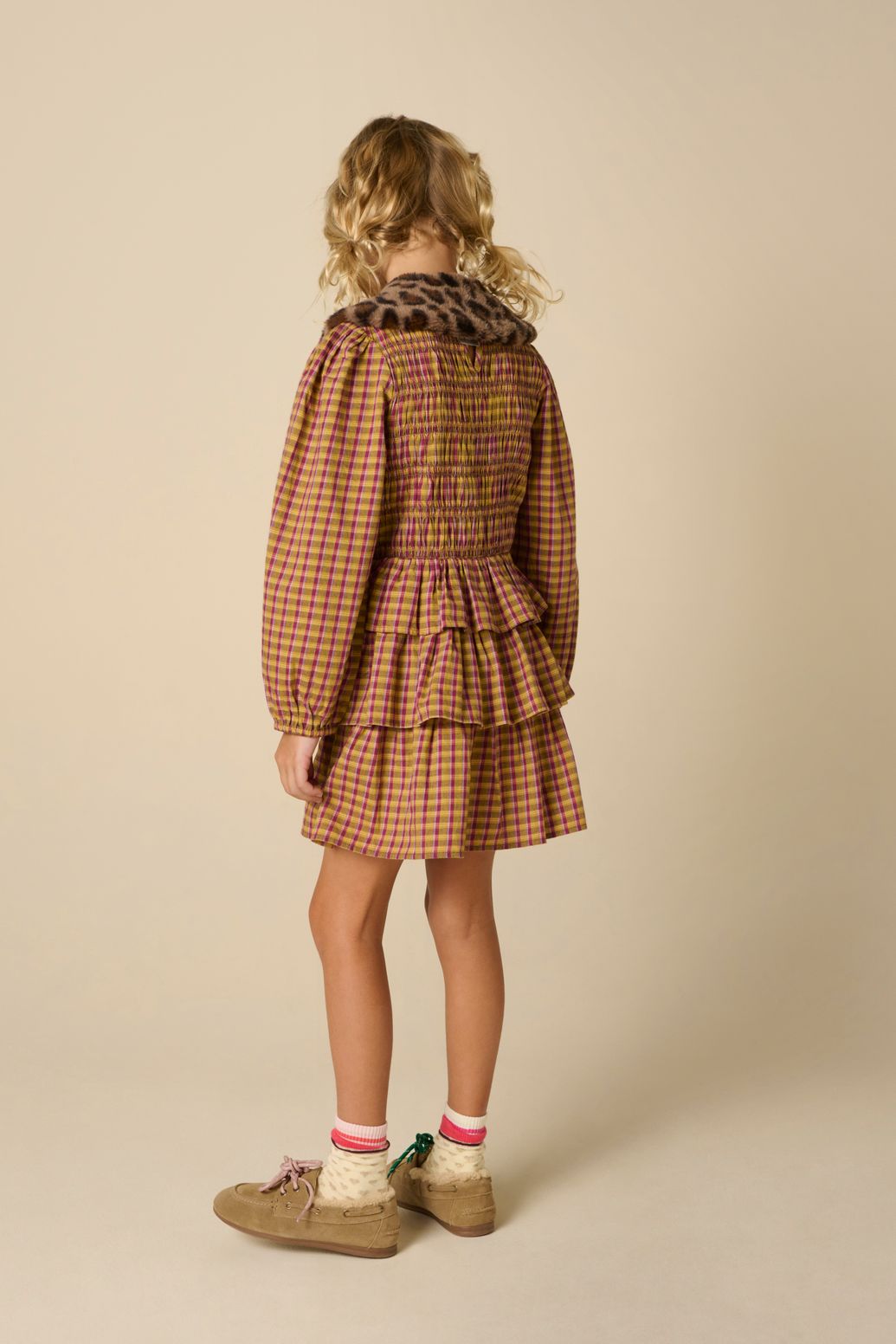 Robe à carreaux avec volants - multicolore