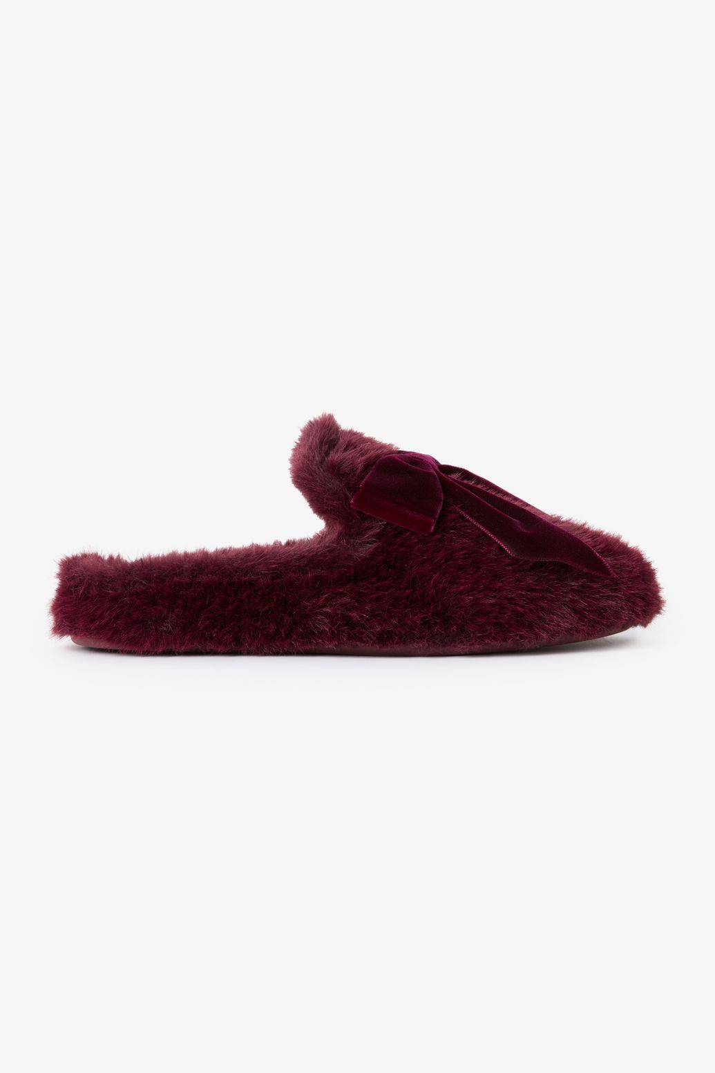 Chaussons en fausse fourrure - rouge foncé