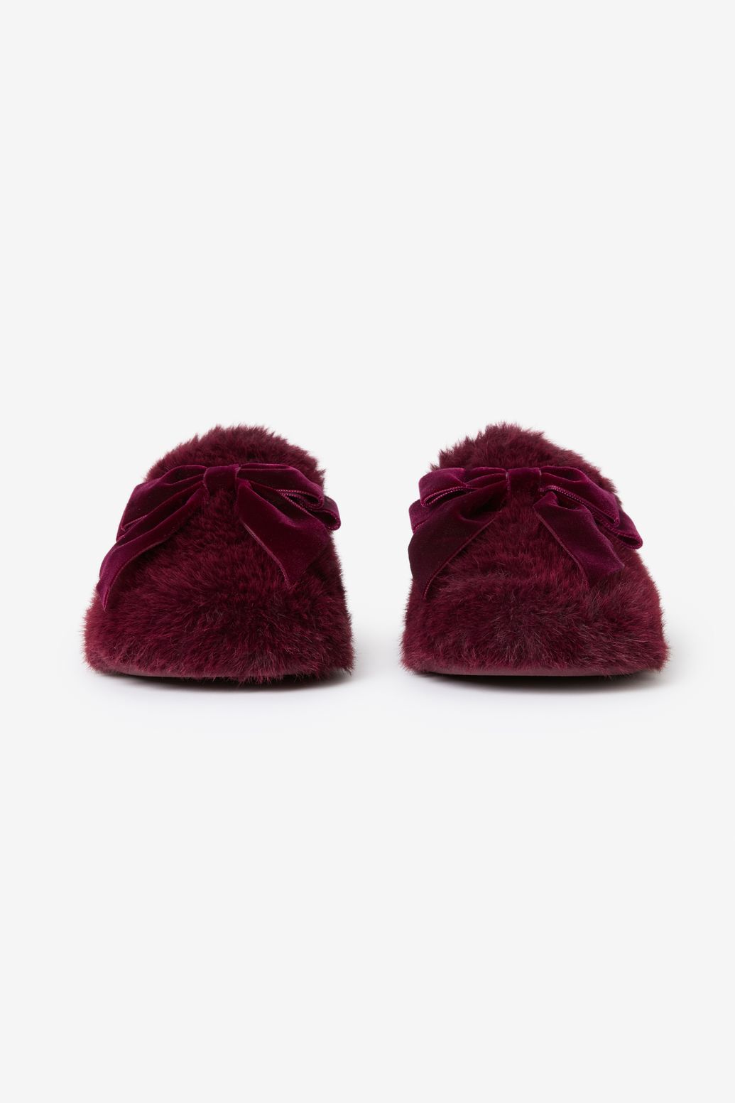 Donkerrode faux fur pantoffels