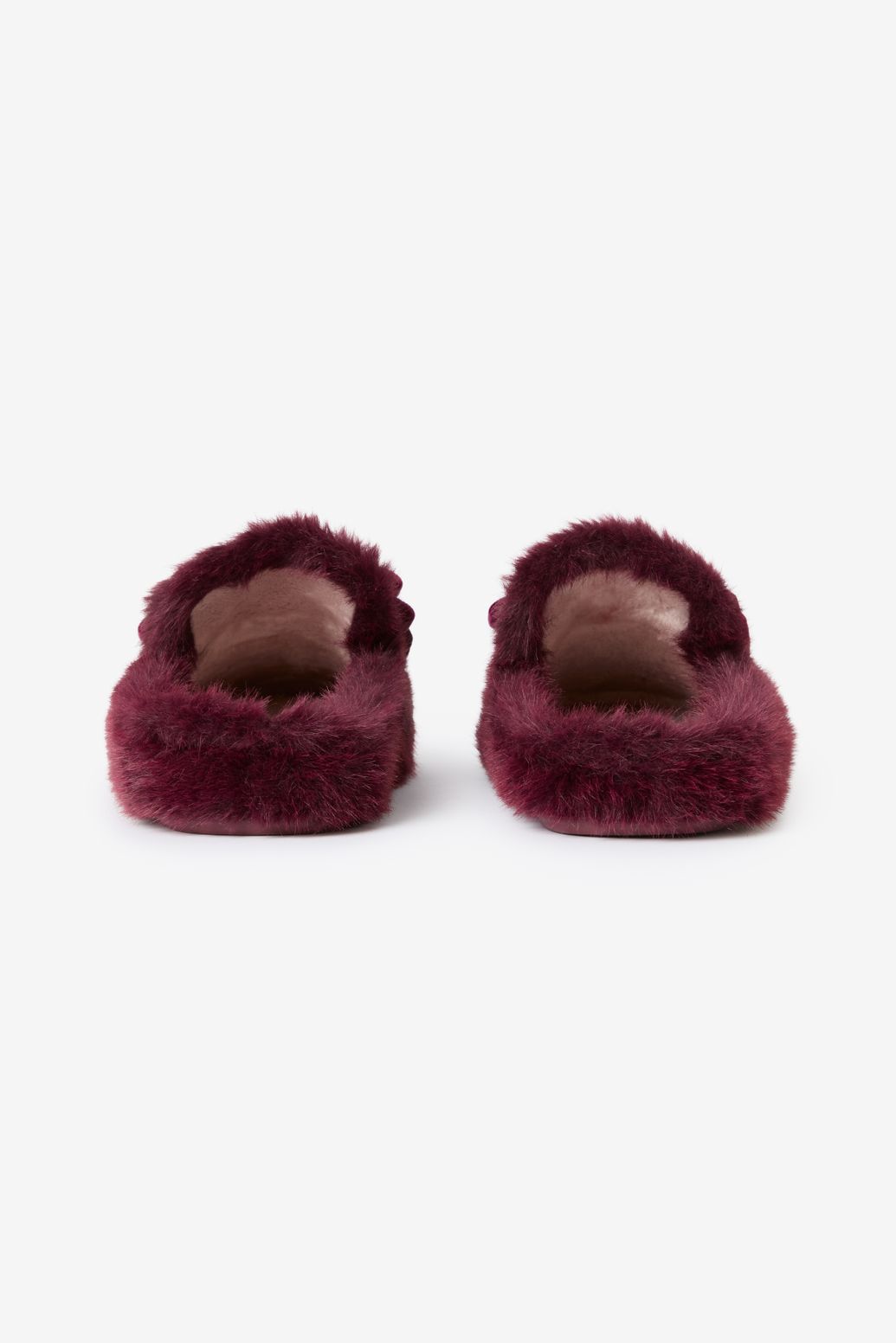 Chaussons en fausse fourrure - rouge foncé