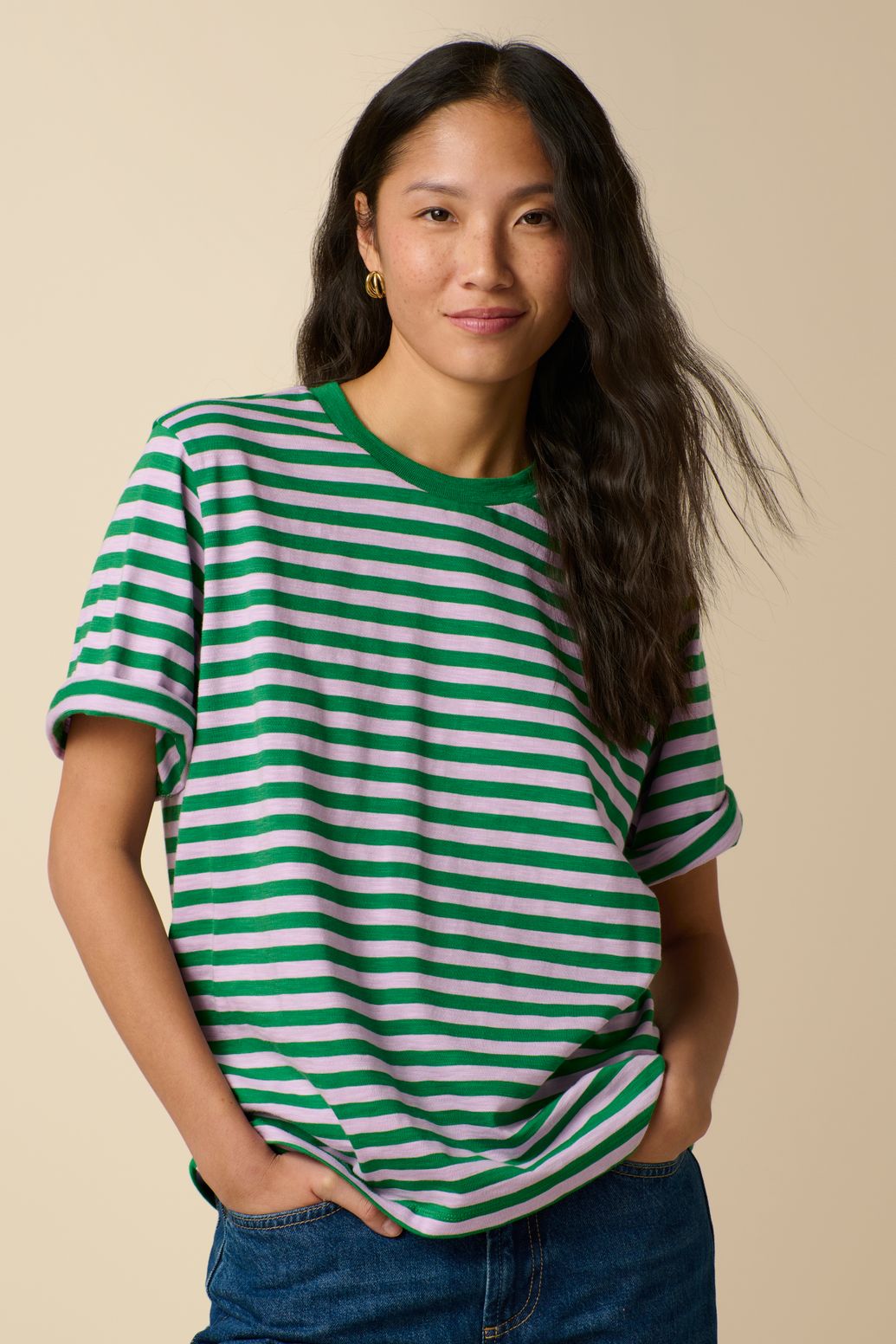 Groen gestreept T-shirt