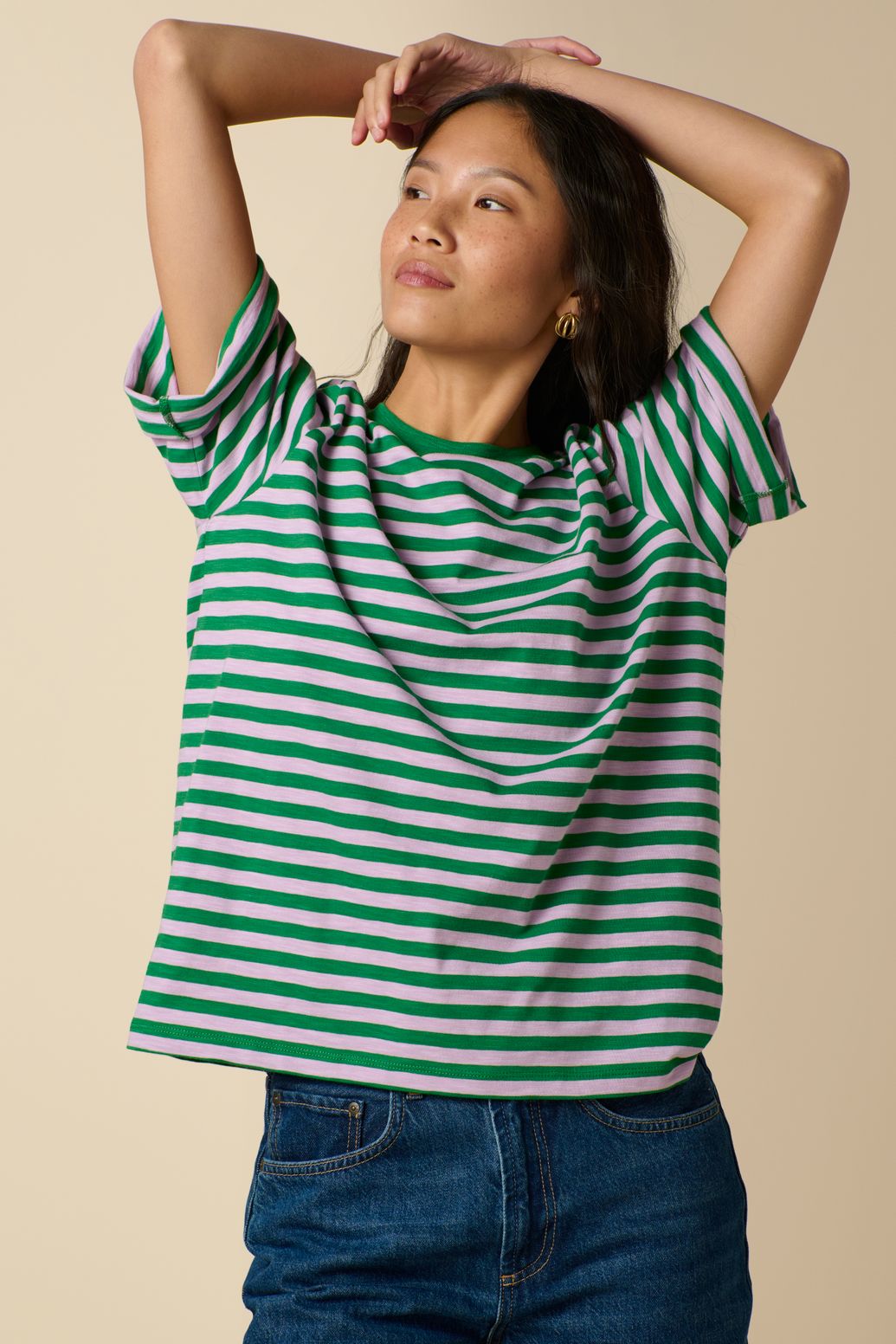 T-shirt rayé - vert