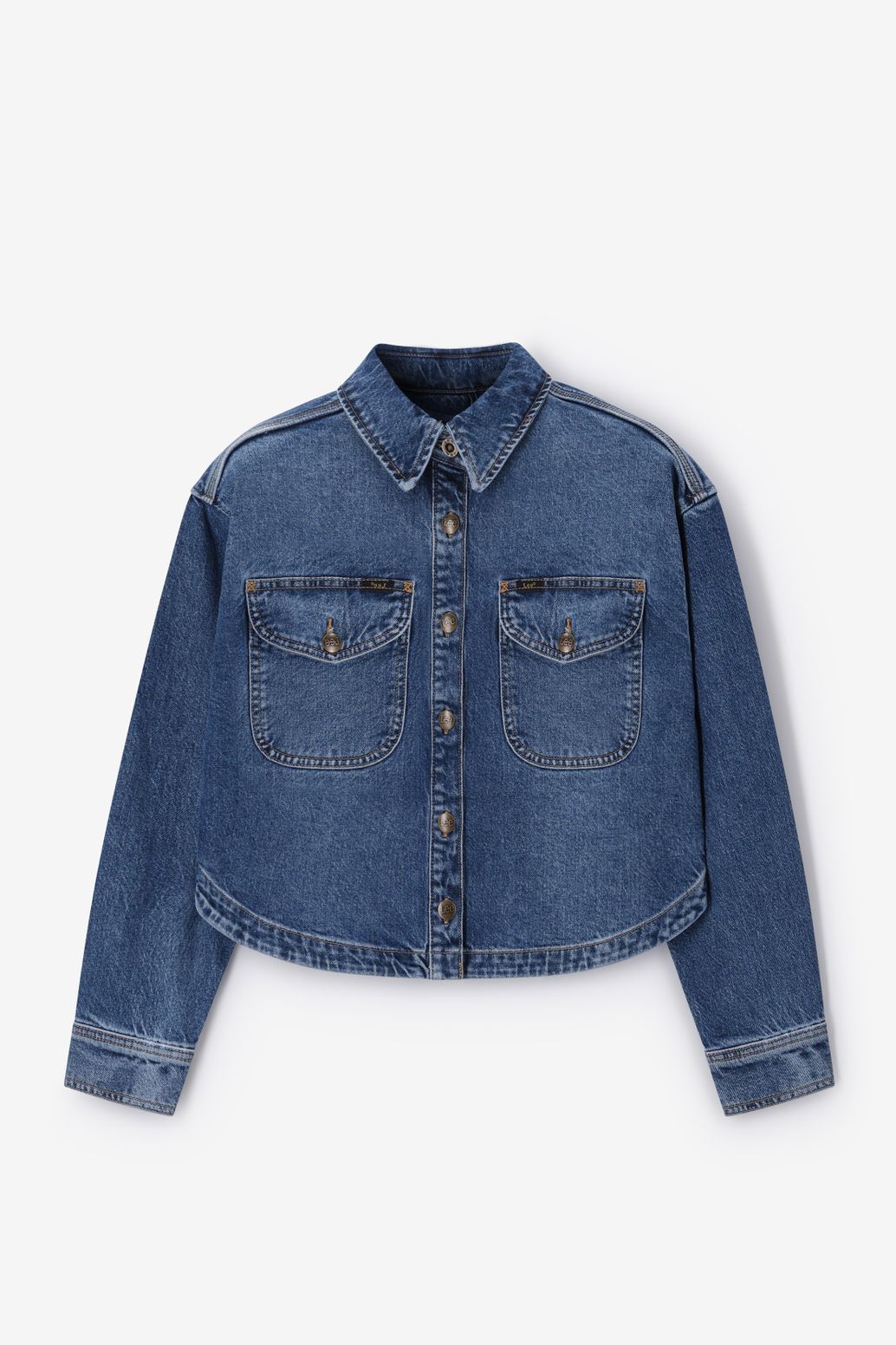 Veste en jean avec poches plaquées - bleu