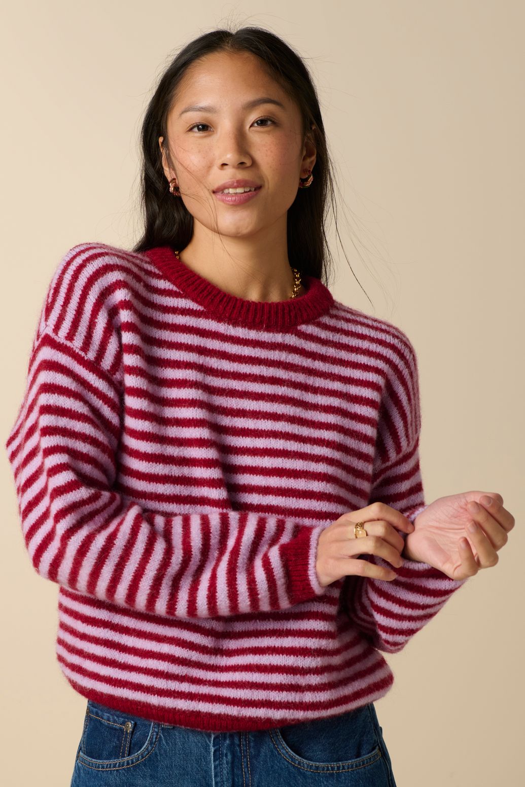 Pull rayé - rouge