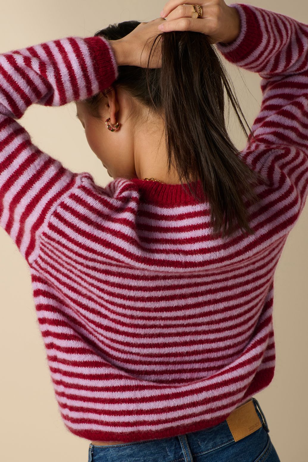 Pull rayé - rouge