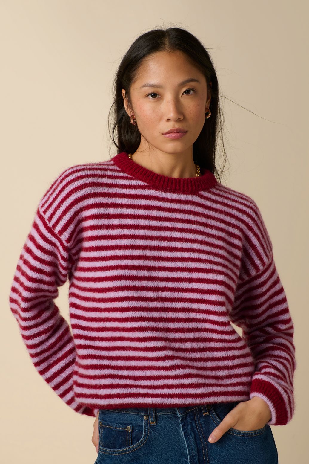 Pull rayé - rouge